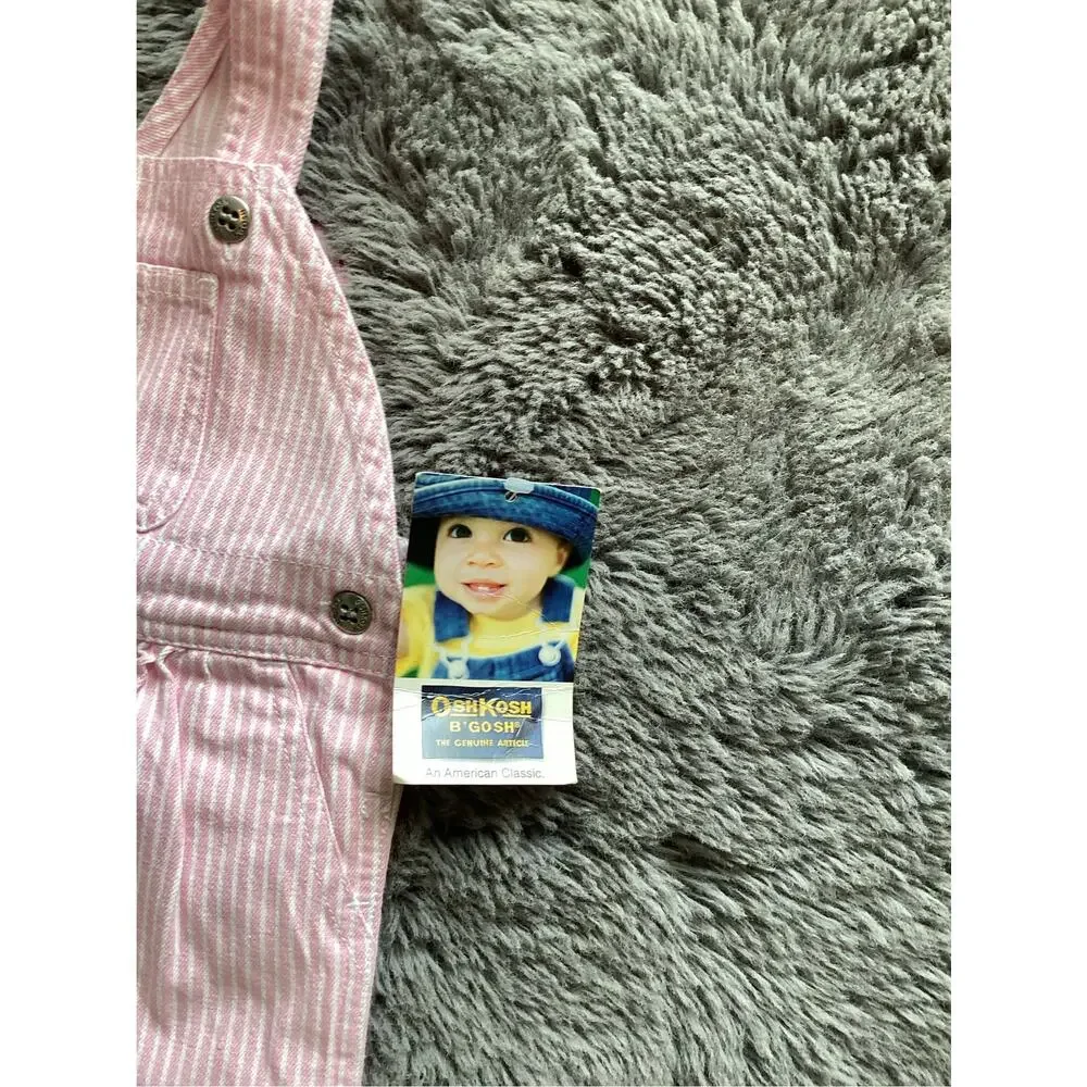 New Vintage Osh Kosh B'gosh Vestbak Pinstripe Overalls Baby Pink Size 18 Month